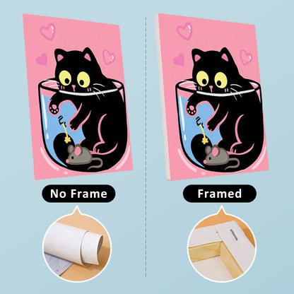 Rosa svarta katter - Måla efter nummer