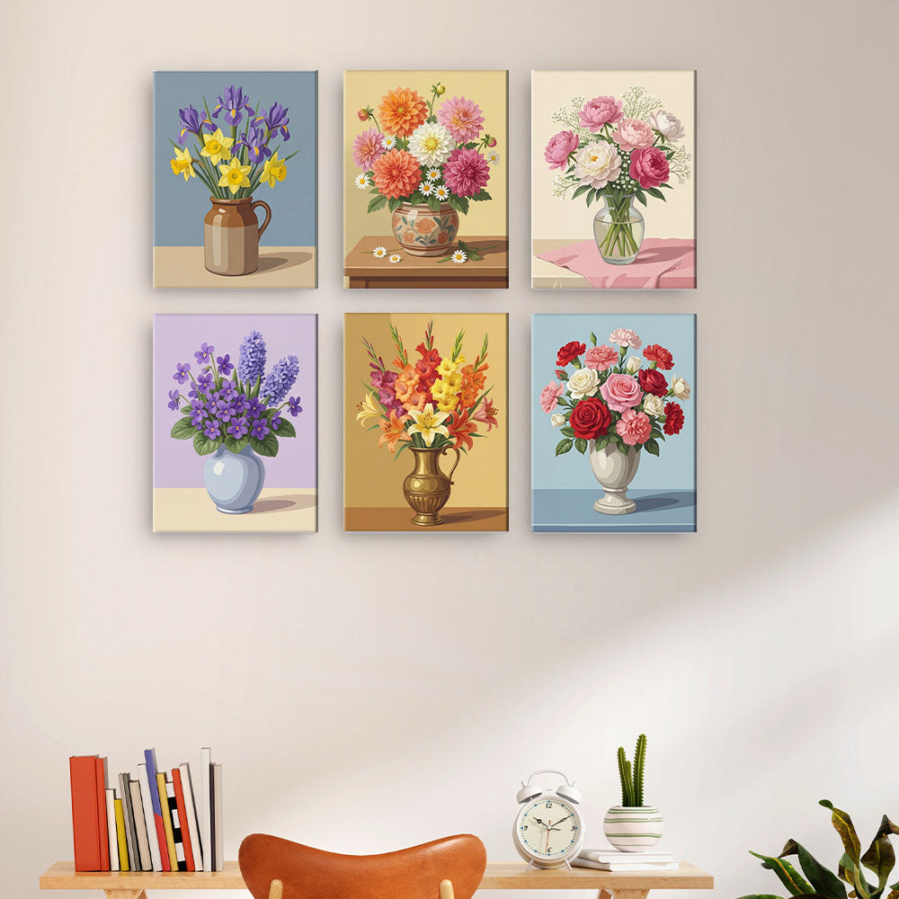 Blommor i vaser - Måla efter nummer