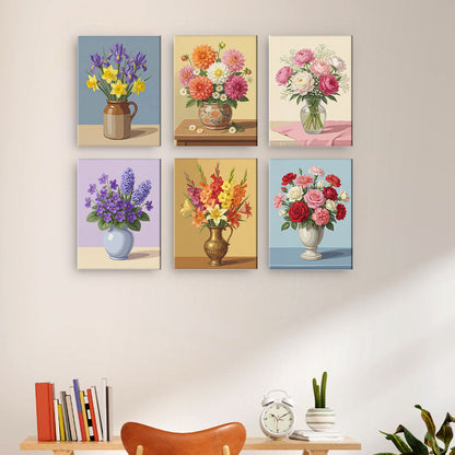 Blommor i vaser - Måla efter nummer