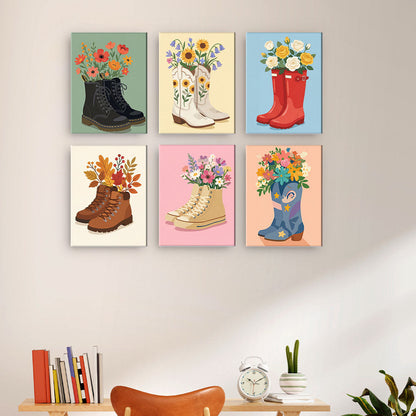 Blommor i skor - Måla efter nummer