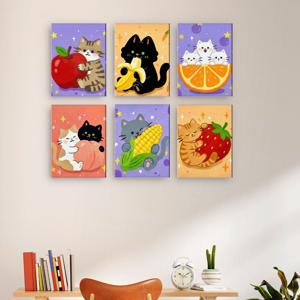 Kattungar och frukter - Måla efter nummer