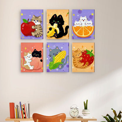 Kattungar och frukter - Måla efter nummer