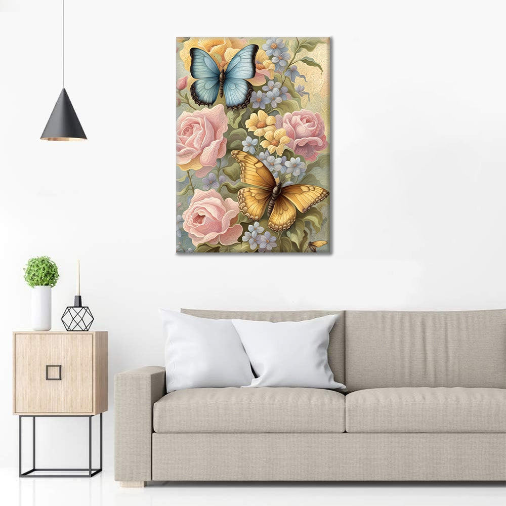 Blommor och Fjädrar - Måla Efter Siffror