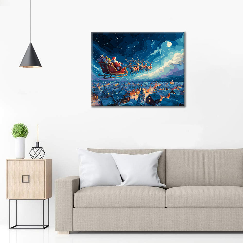 Slädtur vid midnatt – Måla efter siffror