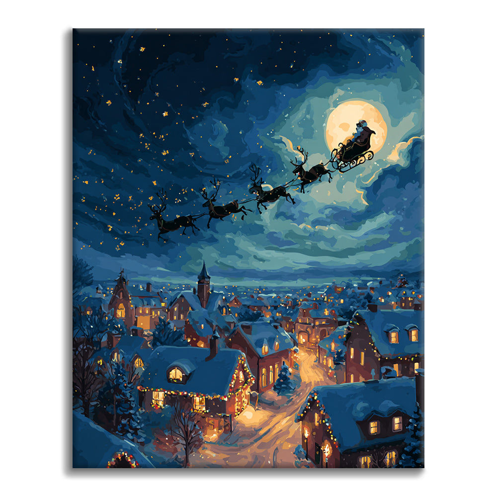 Tomten delar ut gåvor – Måla efter siffror