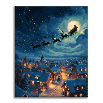 Tomten delar ut gåvor – Måla efter siffror