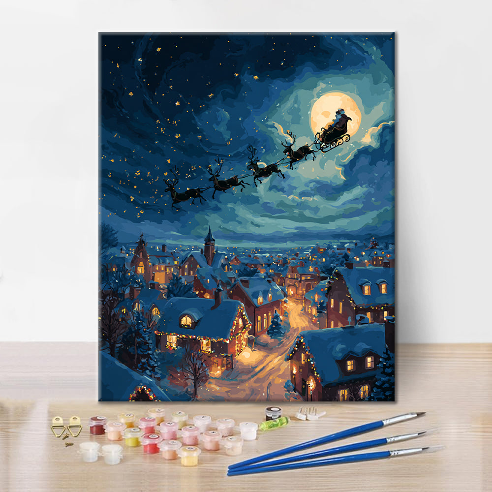 Tomten delar ut gåvor – Måla efter siffror