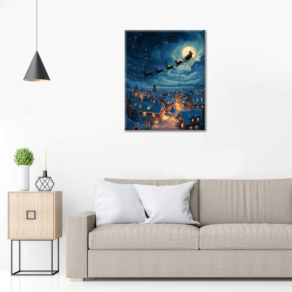 Tomten delar ut gåvor – Måla efter siffror