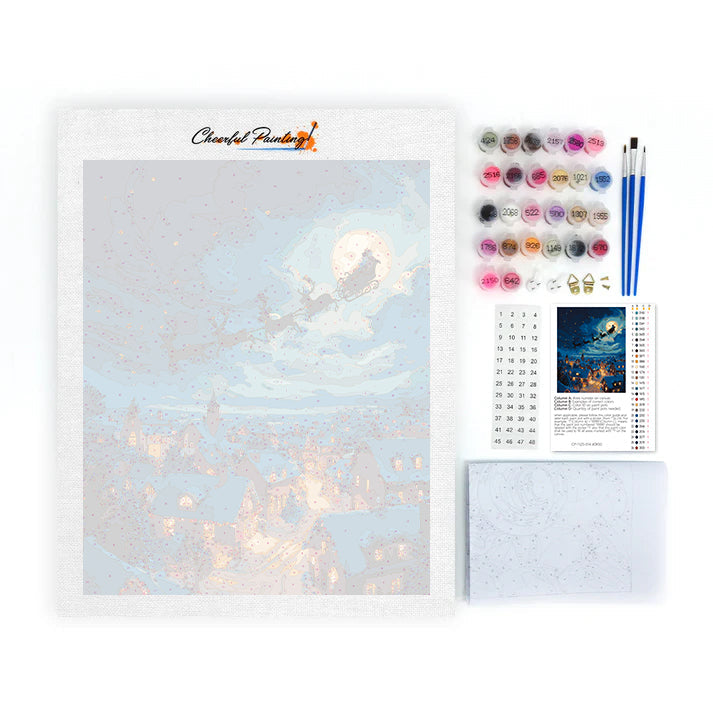 Tomten delar ut gåvor – Måla efter siffror