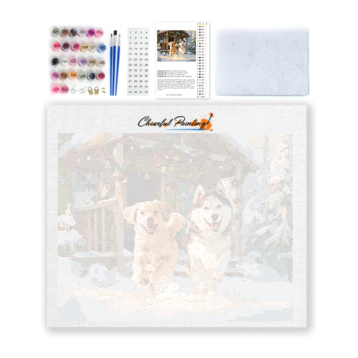 Snöhundar – Måla efter siffror