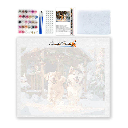 Snöhundar – Måla efter siffror