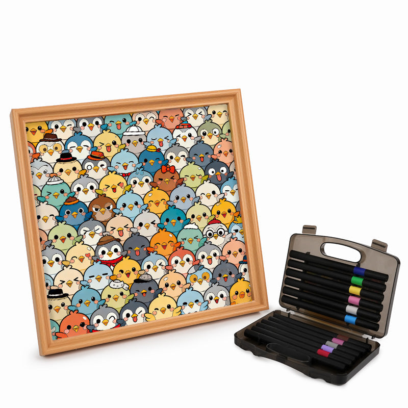 Fåglar - Träpussel att färglägga