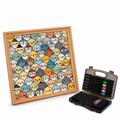 Fåglar - Träpussel att färglägga