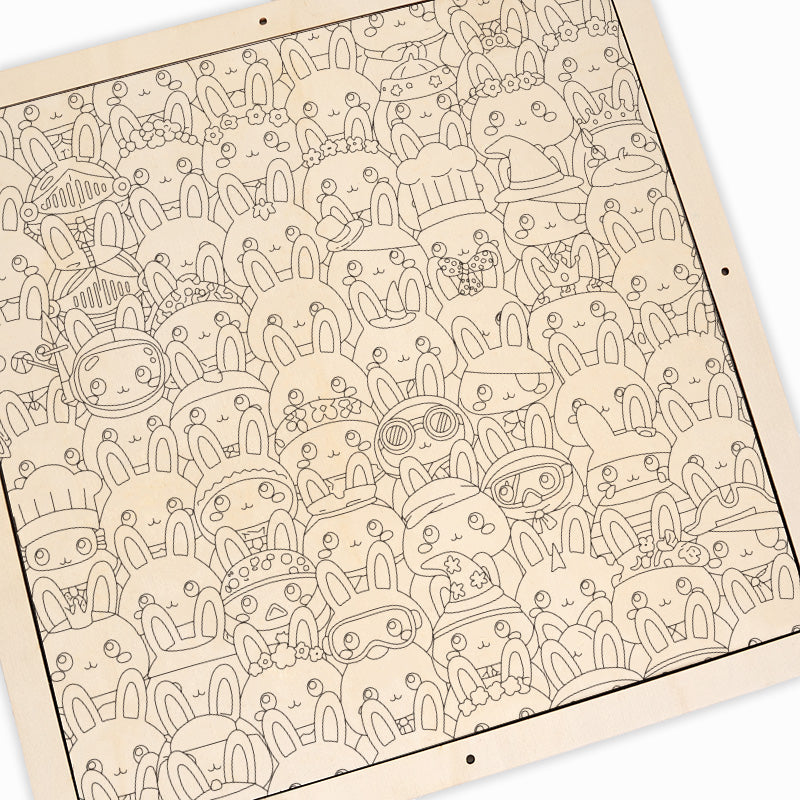 Kaniner - Träpussel att färglägga