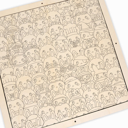 Kaniner - Träpussel att färglägga