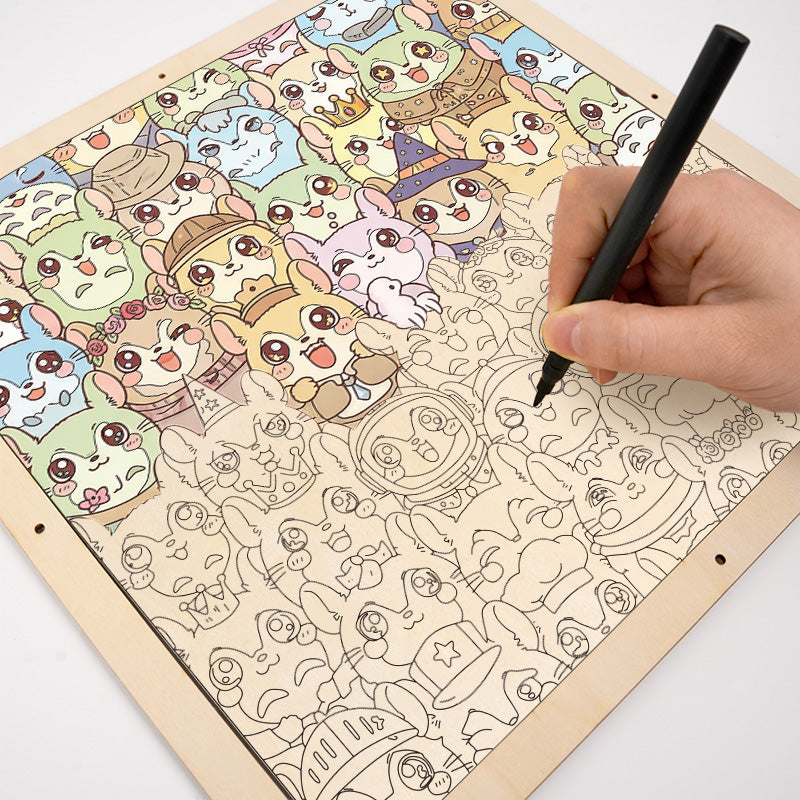 Chinchilla - Träpussel att färglägga