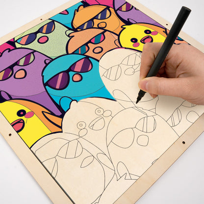 Charmiga fåglar - Träpussel att färglägga