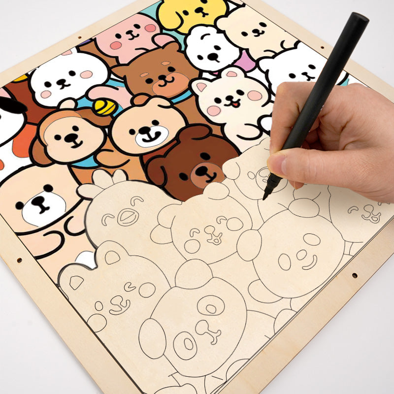 Skogskompisar - Träpussel att färglägga