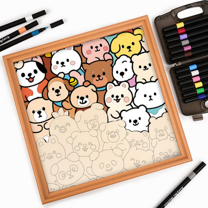 Skogskompisar - Träpussel att färglägga