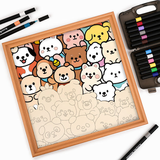 Skogskompisar - Träpussel att färglägga