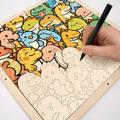 Liten drake - Träpussel att färglägga