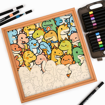 Liten drake - Träpussel att färglägga