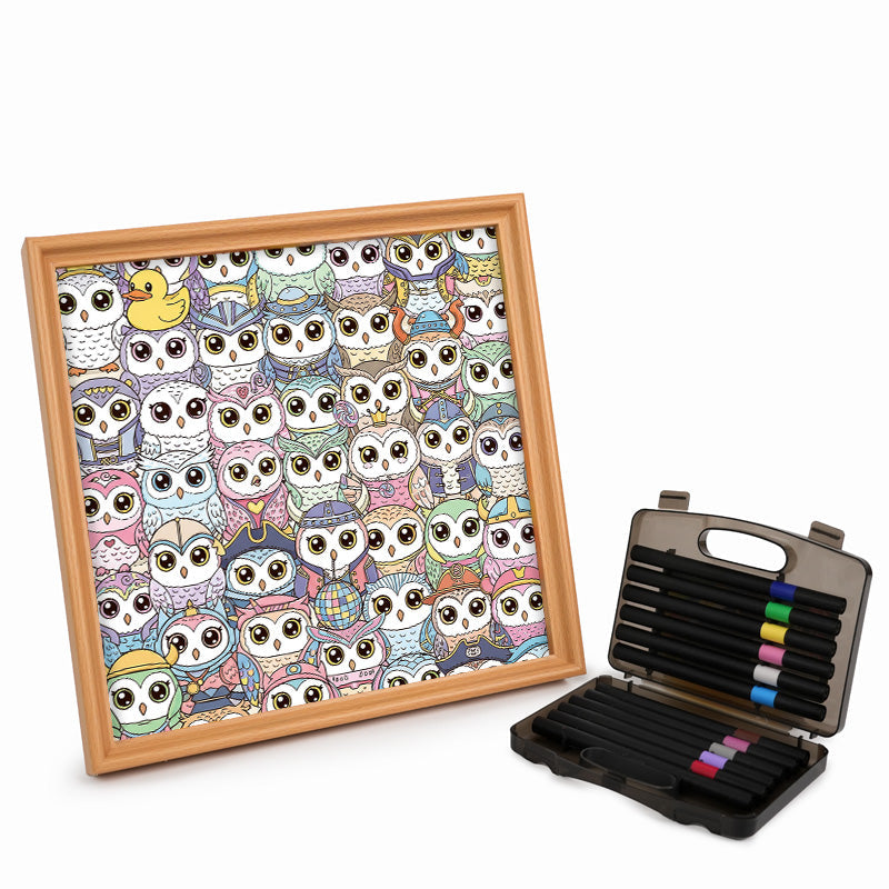 Uggla - Träpussel att färglägga