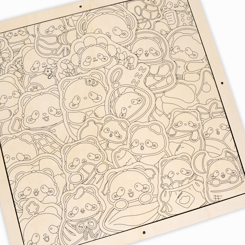 Panda II - Träpussel att färglägga