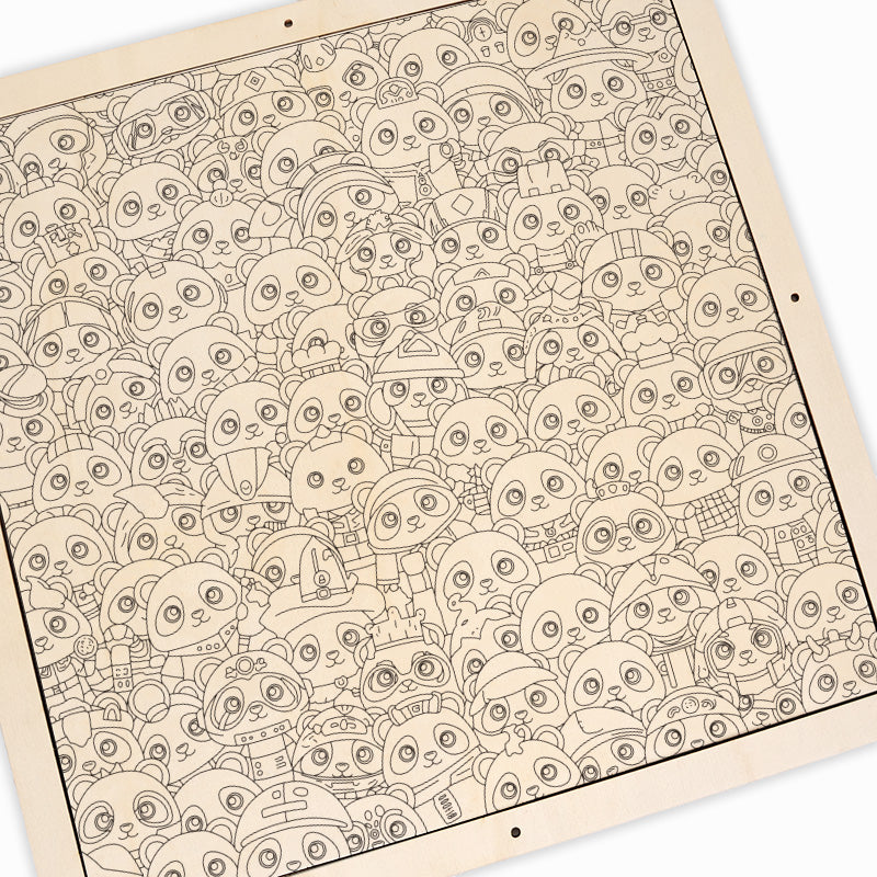 Panda - Träpussel att färglägga