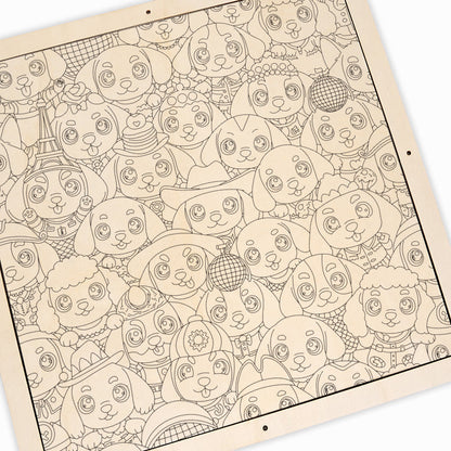 valp - Träpussel att färglägga