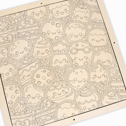 Söta delikatesser - Träpussel att färglägga