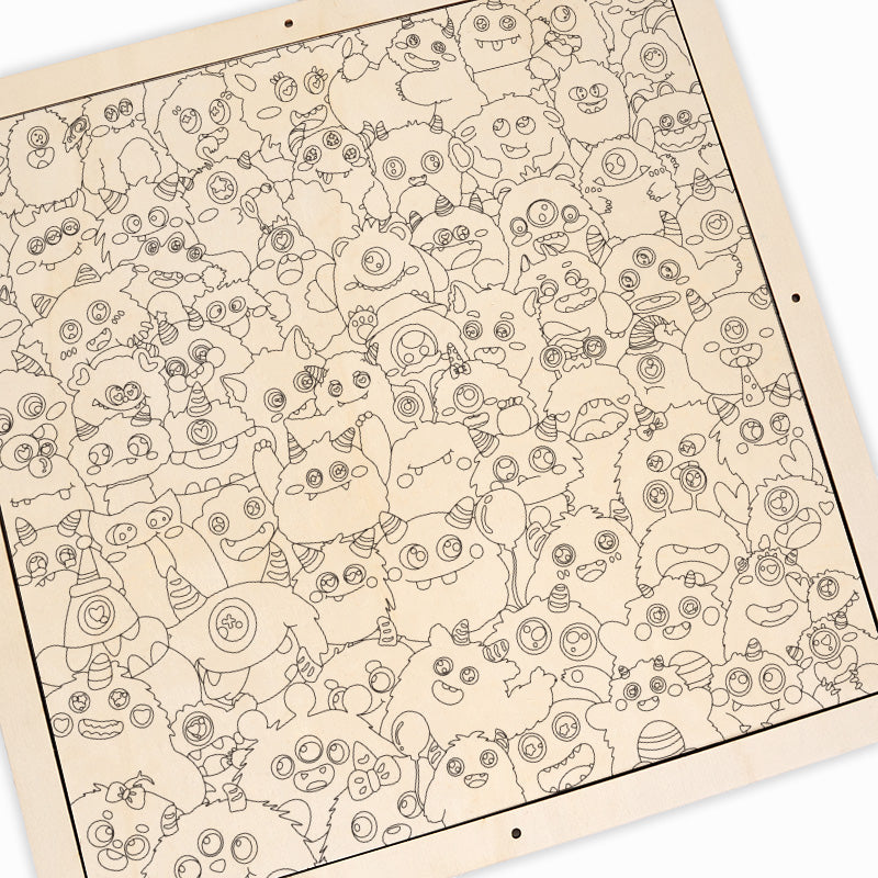 Små dinosaurier - Träpussel att färglägga