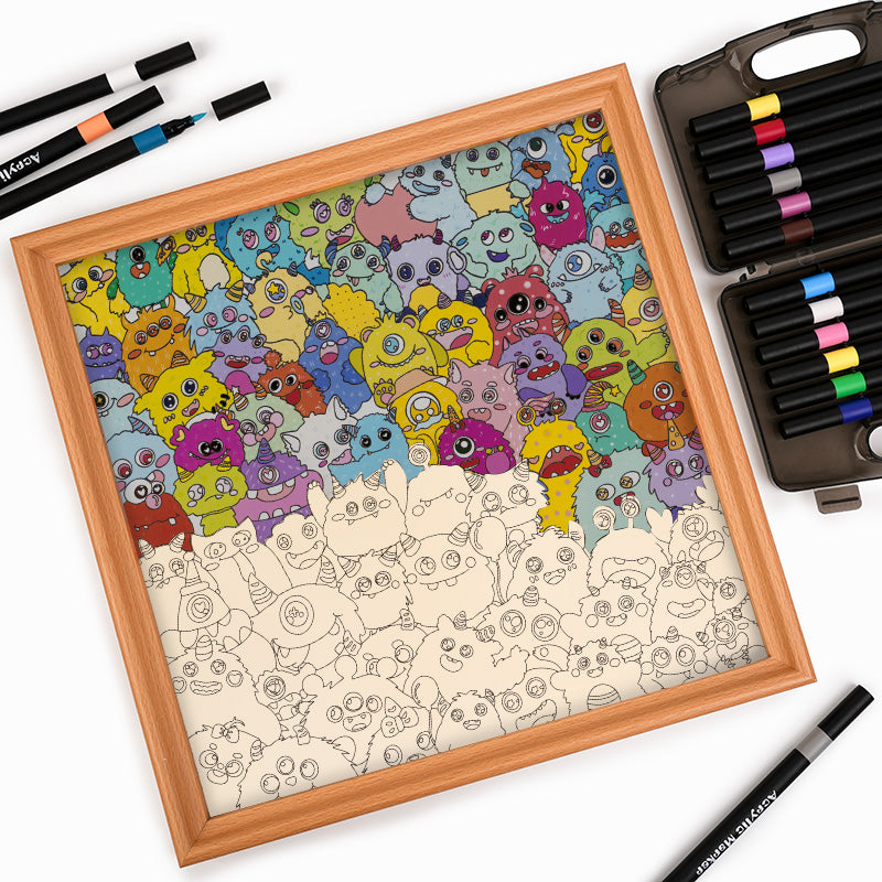 Små dinosaurier - Träpussel att färglägga