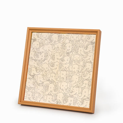 Elefantfest - Träpussel att färglägga