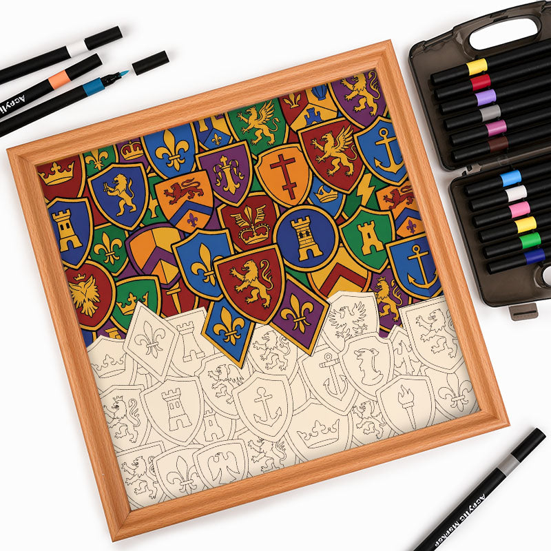 Märkessamling - Träpussel att färglägga