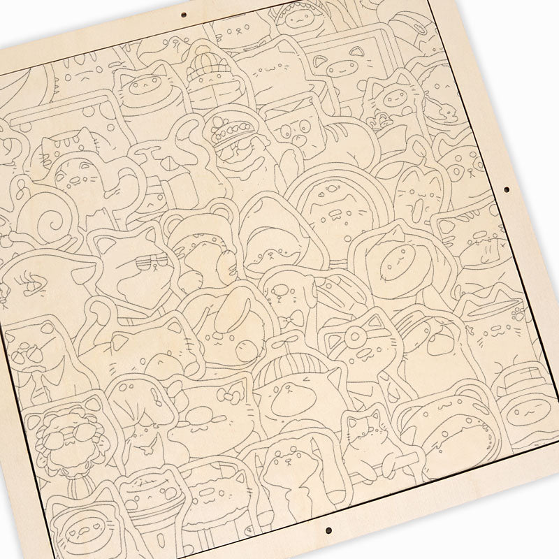 Glada Husdjur - Träpussel att färglägga