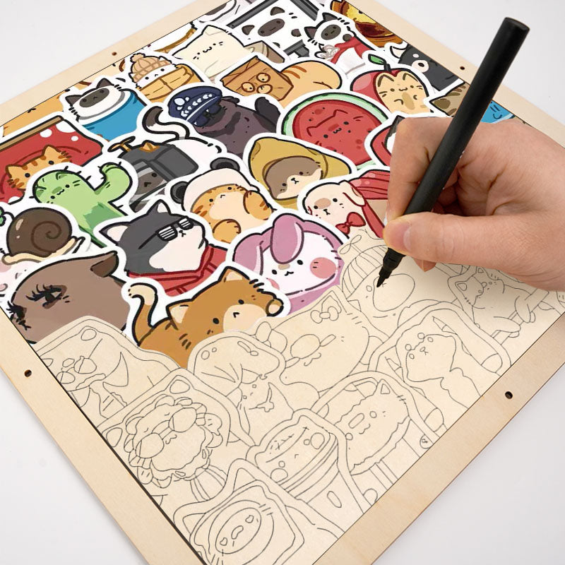 Glada Husdjur - Träpussel att färglägga