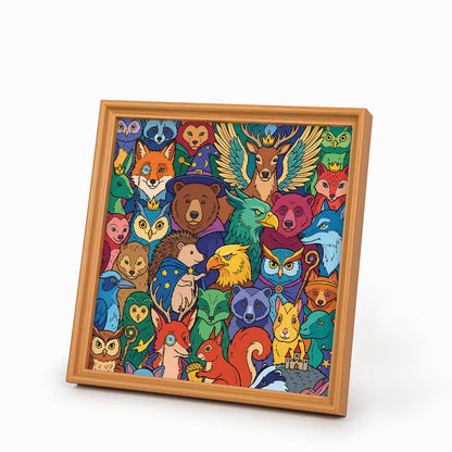 Förtrollade skogsvänner - Träpussel att färglägga