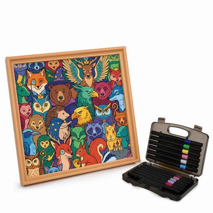Förtrollade skogsvänner - Träpussel att färglägga