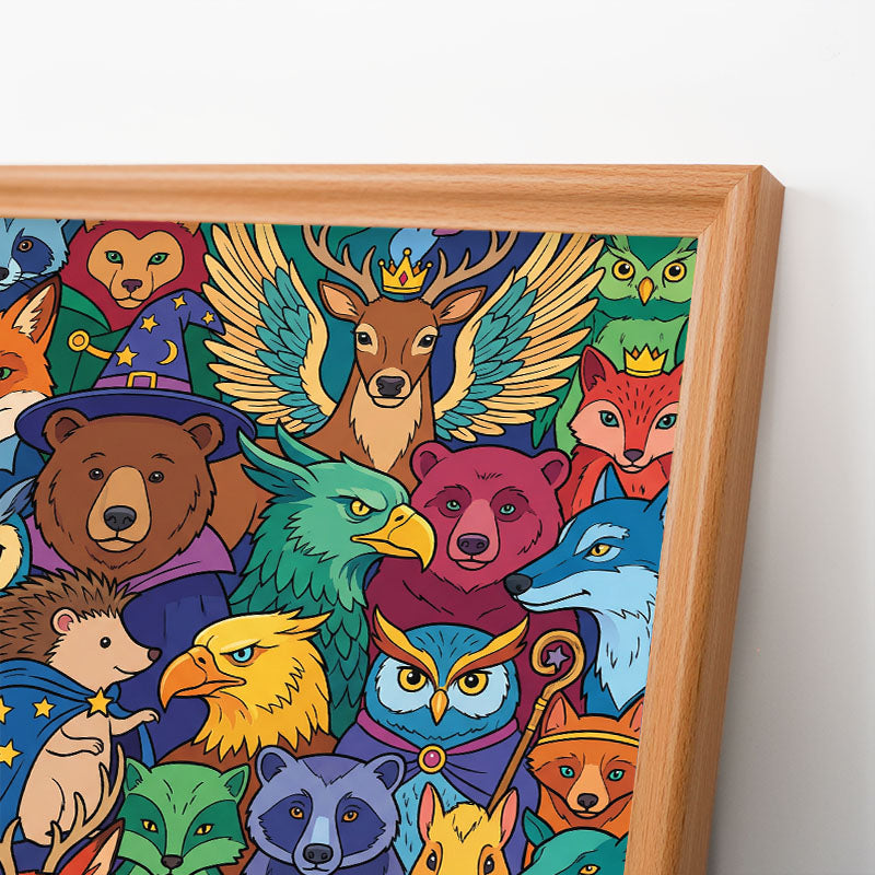 Förtrollade skogsvänner - Träpussel att färglägga