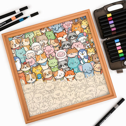 Nyckfulla djur - Träpussel att färglägga