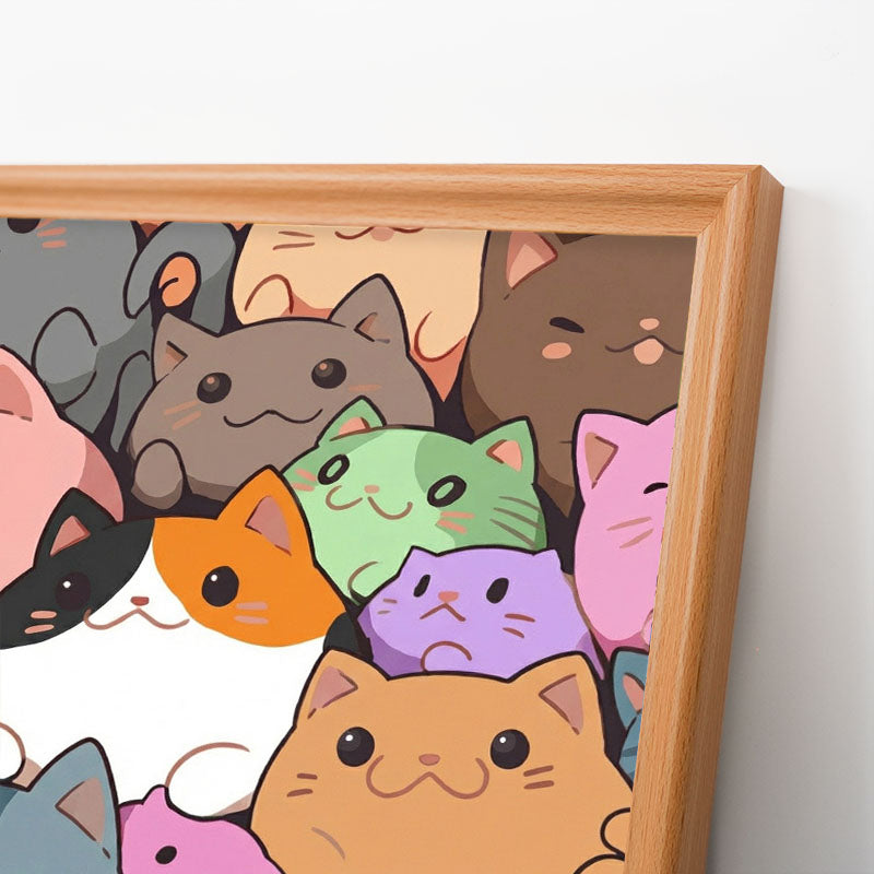 Runda små kattungar - Träpussel att färglägga