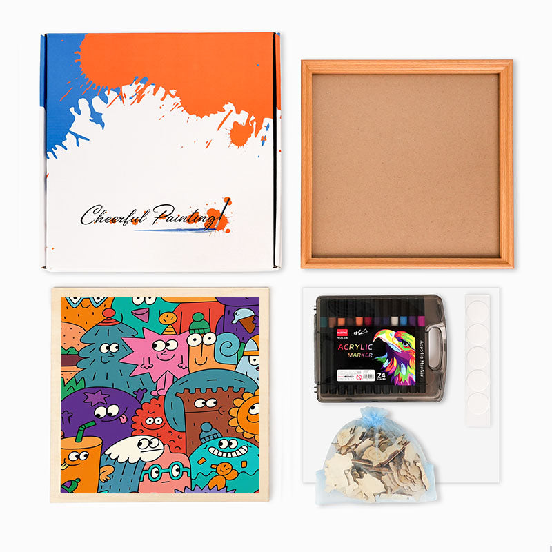 Ansikten av saker - Träpussel att färglägga