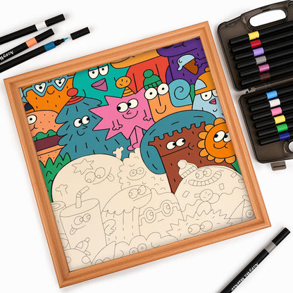 Ansikten av saker - Träpussel att färglägga