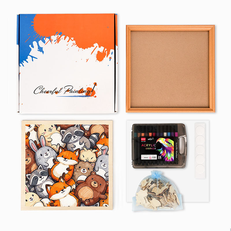 Skogsvänner - Träpussel att färglägga