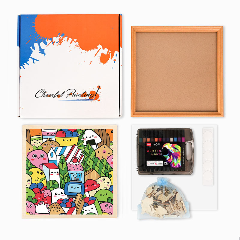 Matvänner - Träpussel att färglägga