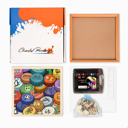 Färgglada mössor - Träpussel att färglägga