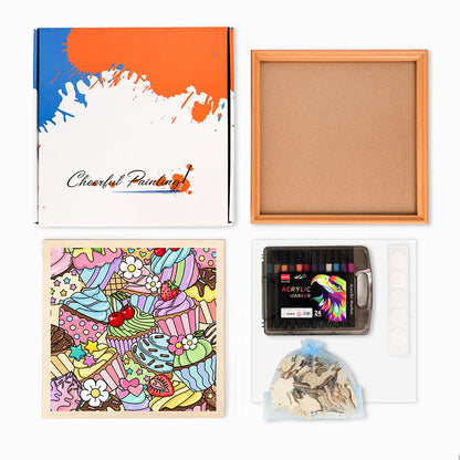 Söta muffins - Träpussel att färglägga