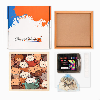 Katter i koppar - Träpussel att färglägga