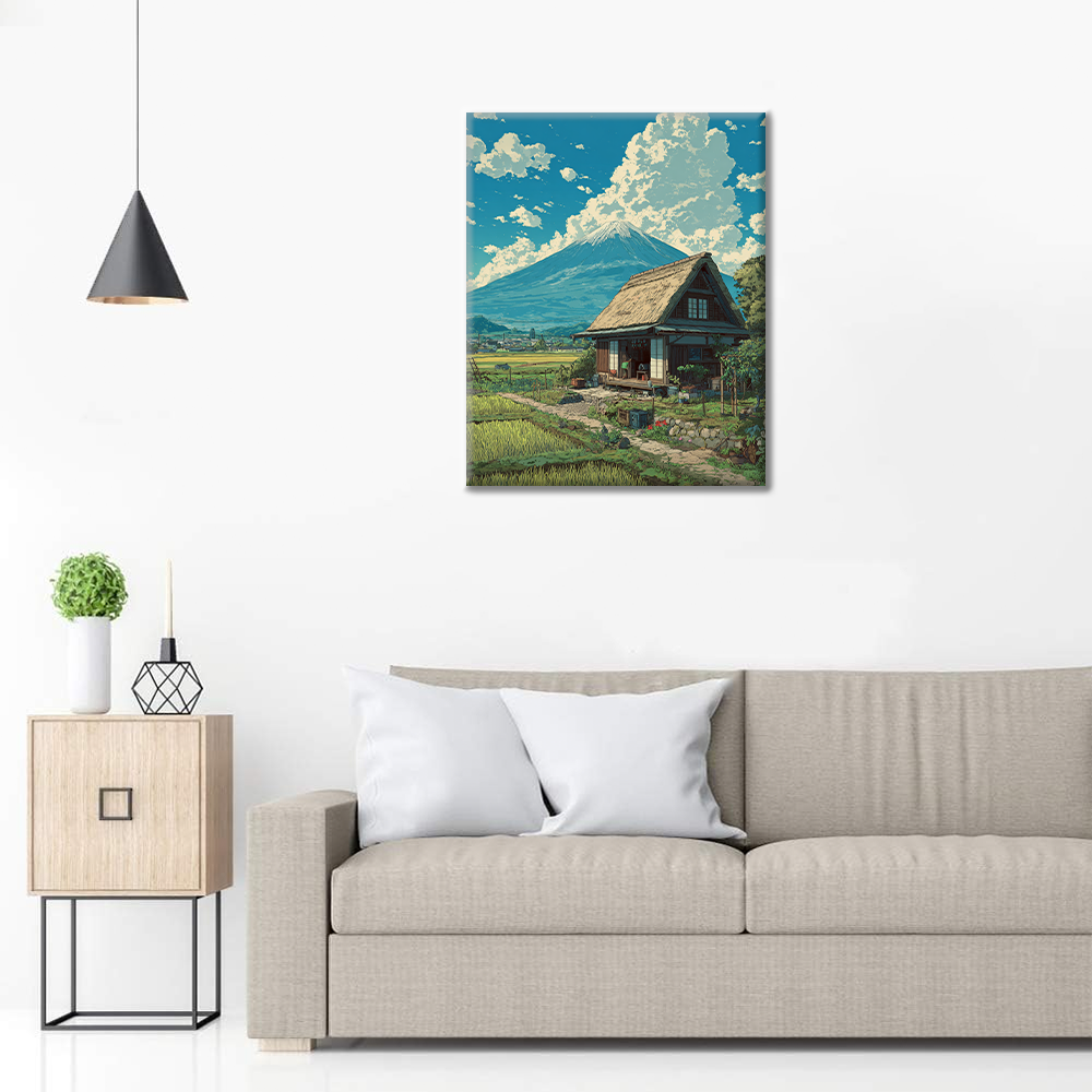 Stugan under berget Fuji - Måla efter siffror
